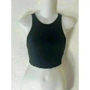 Zara black Knit Round neck sleeveless crop top scult size Medium